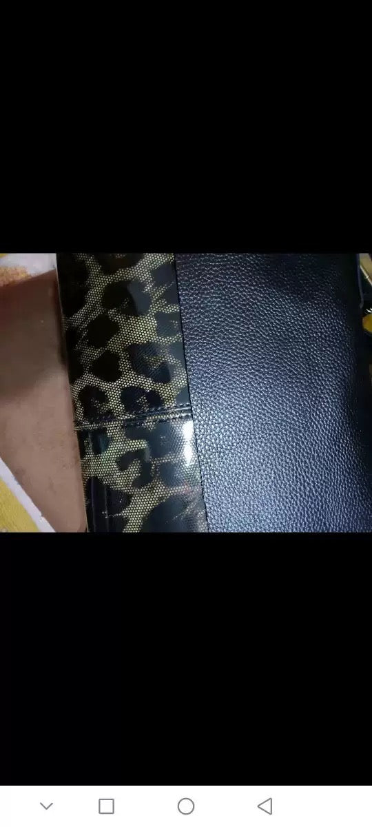 Genuine Leather Boston Bag - Black Leopard #3B - Mum's Large Bag